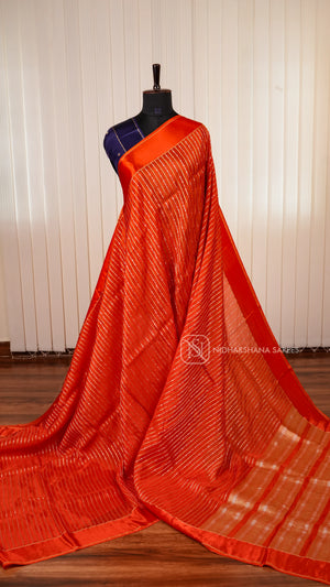 Viscose Saree With Antic Zari Lines And Satin Border
