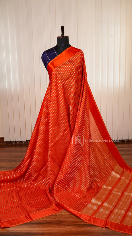 Viscose Saree With Antic Zari Lines And Satin Border