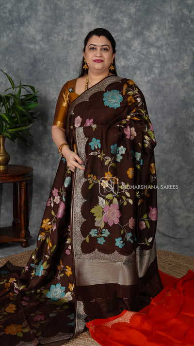 Premium Raw Silk With Floral Weaving Concept
