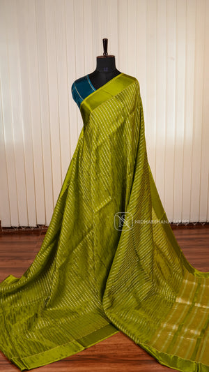 Viscose Saree With Antic Zari Lines And Satin Border