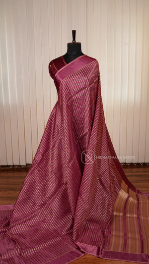 Viscose Saree With Antic Zari Lines And Satin Border