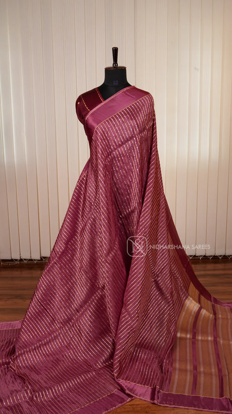 Viscose Saree With Antic Zari Lines And Satin Border