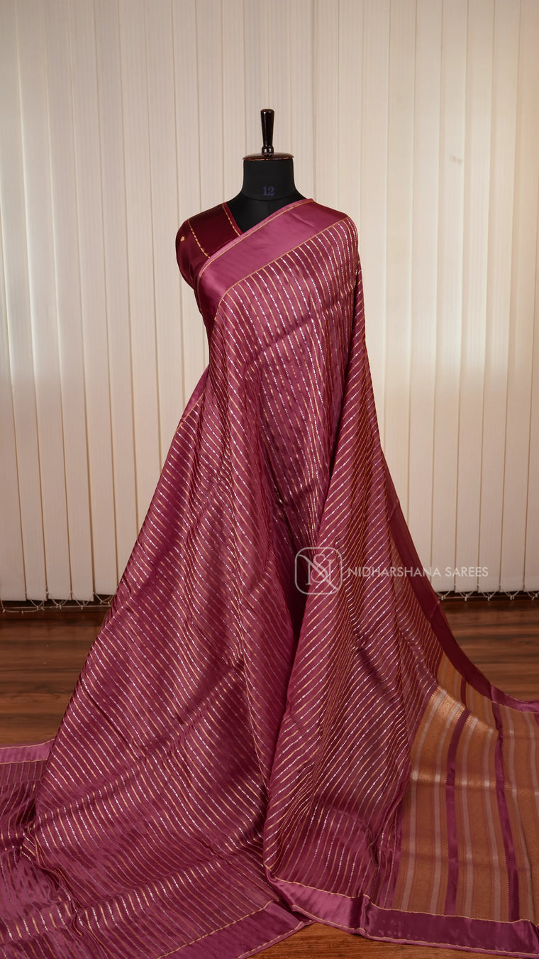 Viscose Saree With Antic Zari Lines And Satin Border