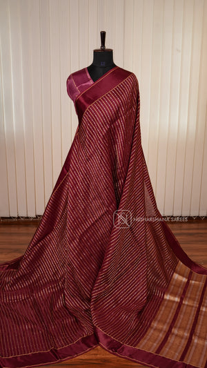 Viscose Saree With Antic Zari Lines And Satin Border
