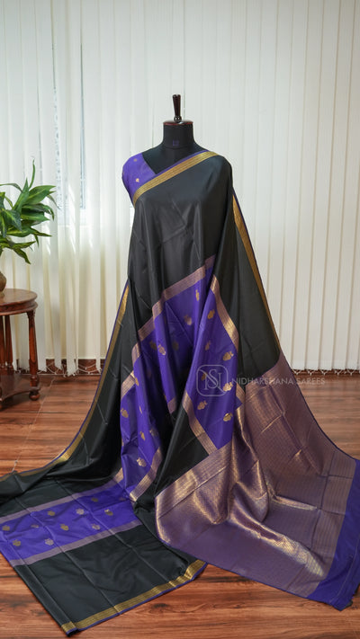 Semi Soft Silk With Gandaberunda Zari Butta Weaving Concept