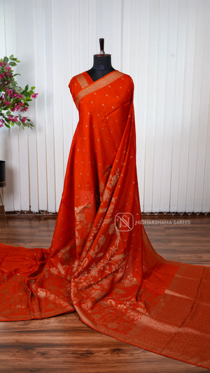 Tussar Viscose Saree With Antic Zari Butta And Zari Weaving Border