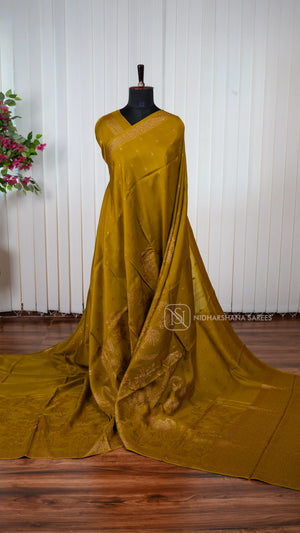 Tussar Viscose Saree With Antic Zari Butta And Zari Weaving Border