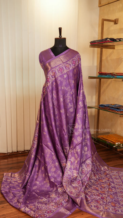 Semi Dola With Digital Print Butta And Floral Zari Weaving