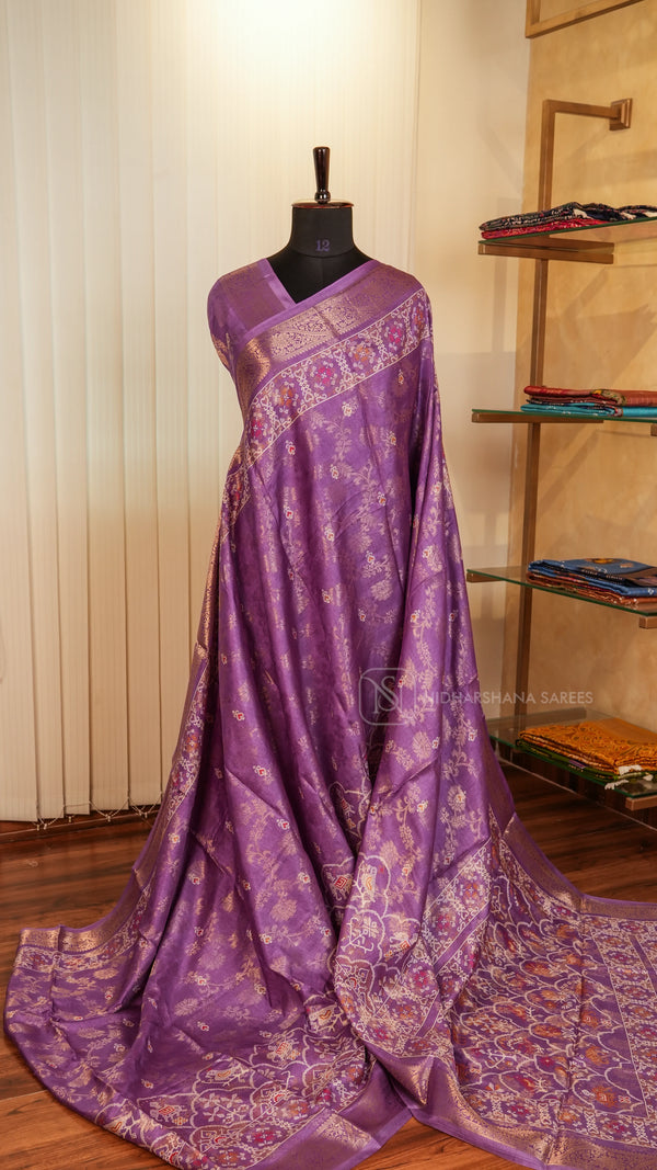 Semi Dola With Digital Print Butta And Floral Zari Weaving