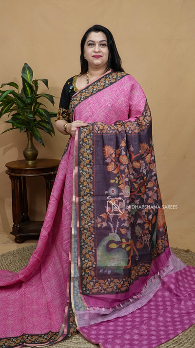 Linen Cotton With Bandhini Print