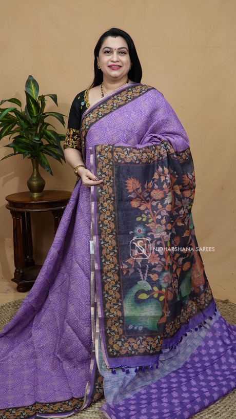 Linen Cotton With Bandhini Print