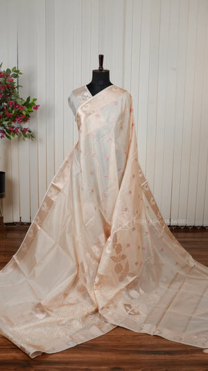 Light Weight Kota Silk Saree With Embroidery Butta And Floral Zari And Embroidery Border