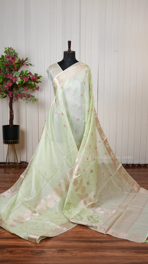 Light Weight Kota Silk Saree With Embroidery Butta And Floral Zari And Embroidery Border