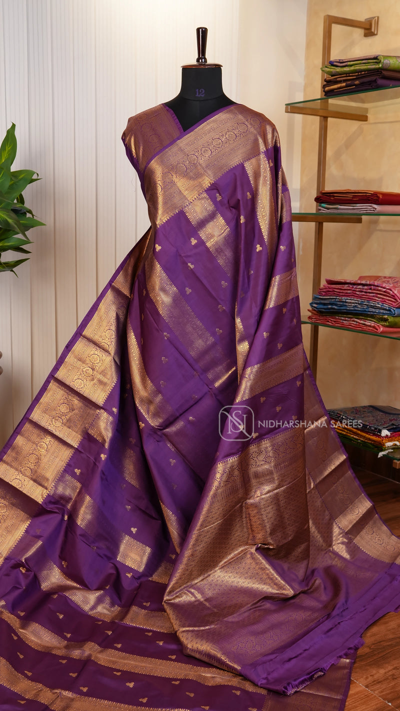 Semi Kanchipuram Silk With Zari Butta And Zari Border