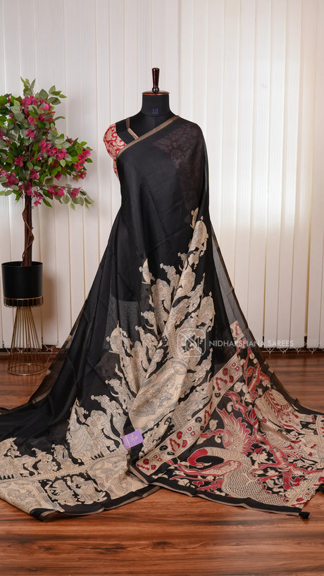 Light Weight Kota Saree With Printed Concept And Ribbon Style Border