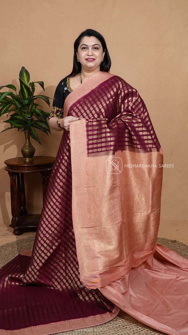 Semi Silk With Floral Zari Lines