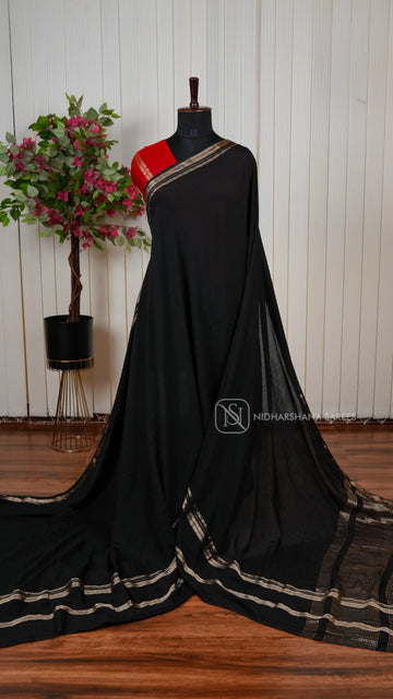 Malai Silk Saree With Heavy Zari Border And Classic Ethnic Elegance