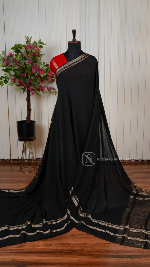 Malai Silk Saree With Heavy Zari Border And Classic Ethnic Elegance