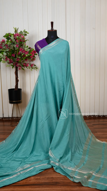 Malai Silk Saree With Heavy Zari Border And Classic Ethnic Elegance