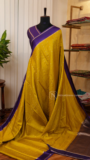 Semi Raw Silk With Zari Lines And Contrast Gap Border