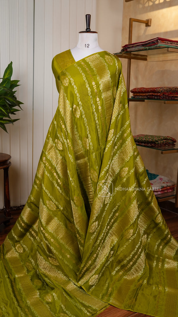 Viscose Silk With Centre Panel Tissue And Zari Weaving Concept