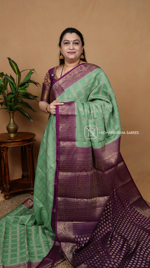 Semi Crepe With Zari Checks Body And Contrast Border