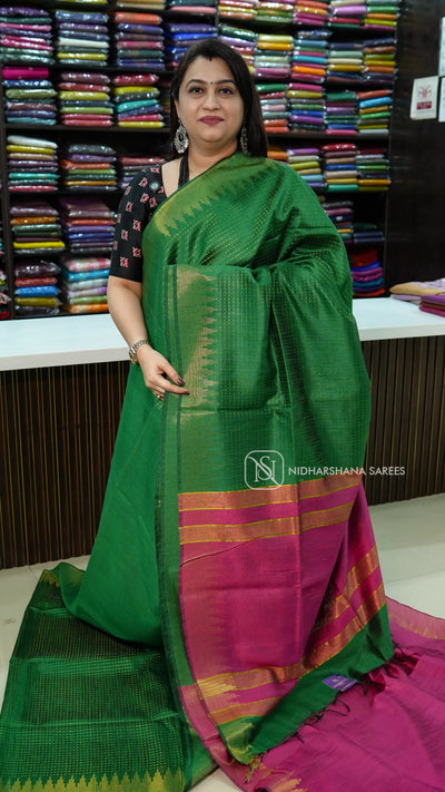 Semi Raw Silk With Zari Butta Weaving