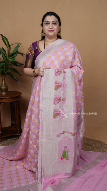 Premium Banarasi Georgette With Silver Zari Weaving