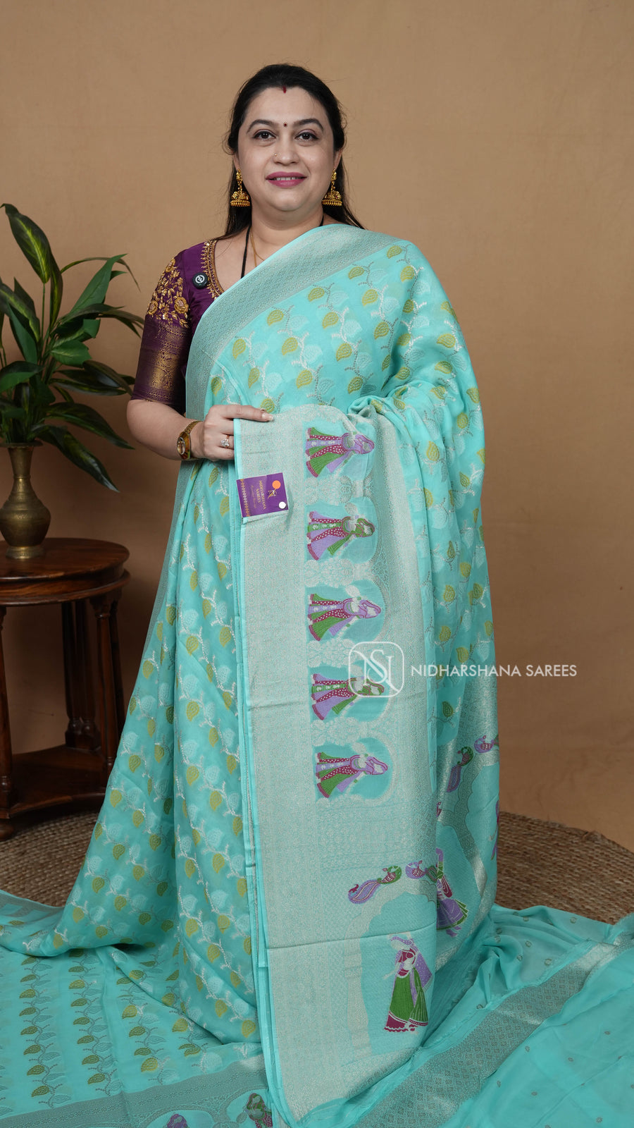 Premium Banarasi Georgette With Silver Zari Weaving