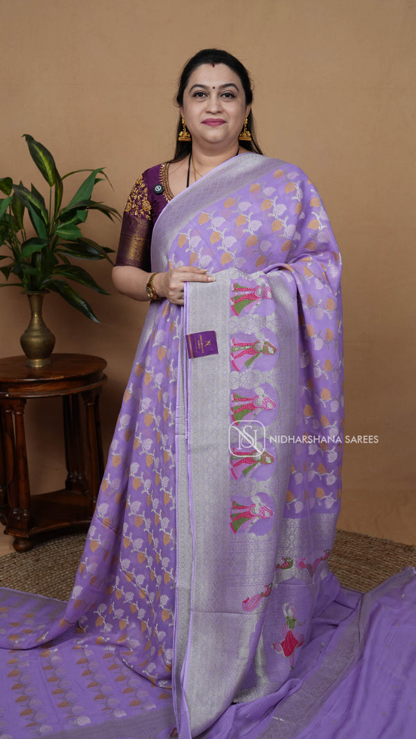 Premium Banarasi Georgette With Silver Zari Weaving