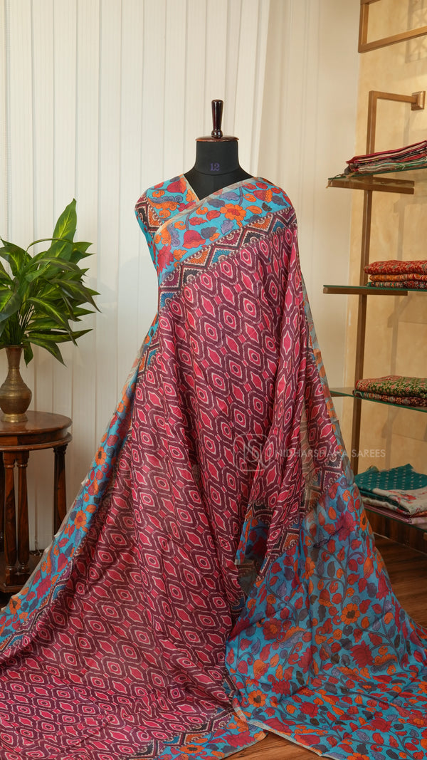 Chanderi Cotton With Floral Border
