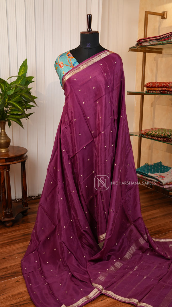 Premium Crepe Silk With Zari Butta And Chit Border