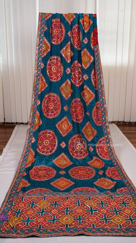 Natural Crepe Saree With Sequin Handwork And Intricate Decorative Detailing