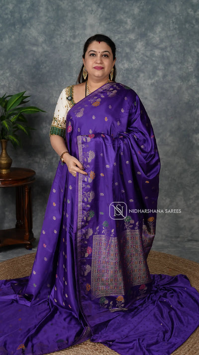 Mashru Satin With Floral Zari Border