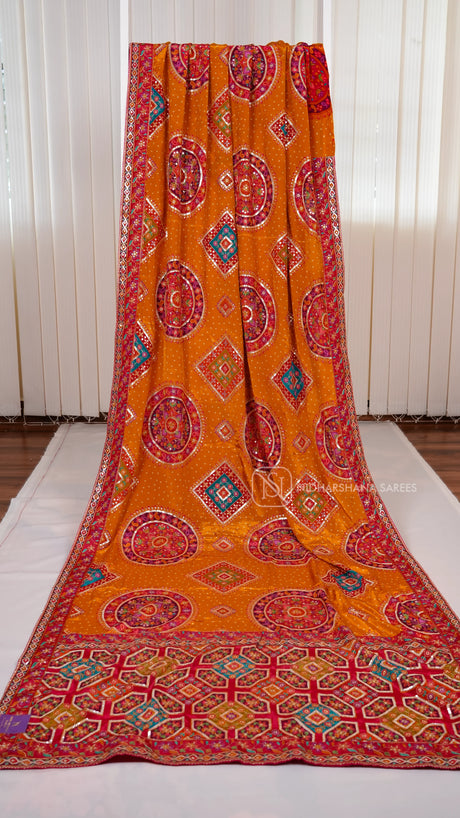 Natural Crepe Saree With Sequin Handwork And Intricate Decorative Detailing