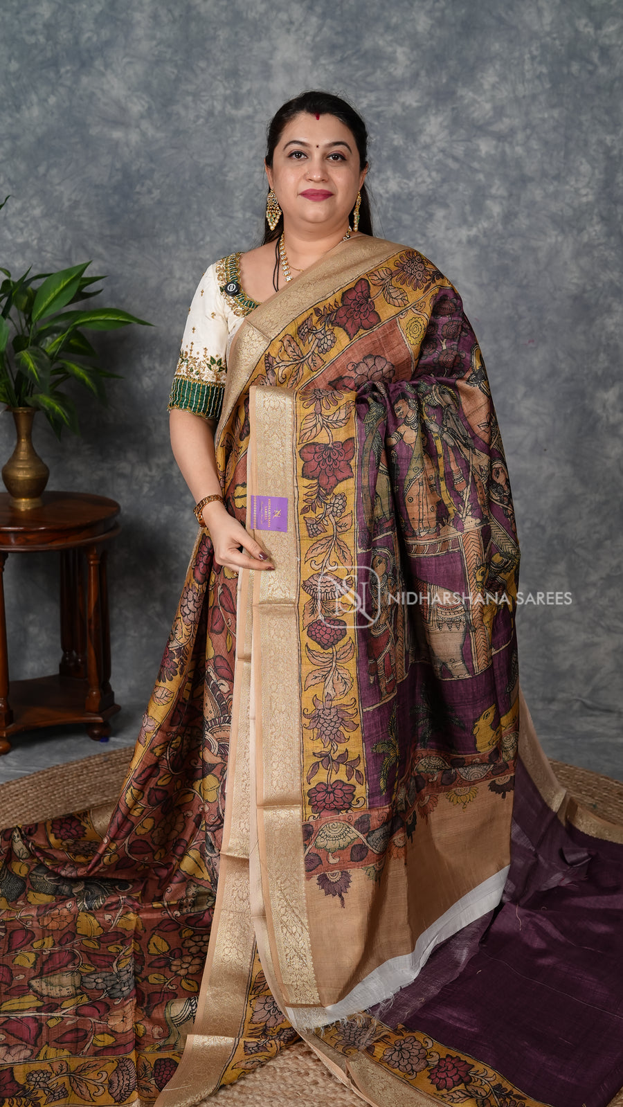 Premium Tussar Silk With Digital Printed Concept