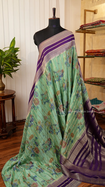Premium Crepe Silk With Contrast Zari Border