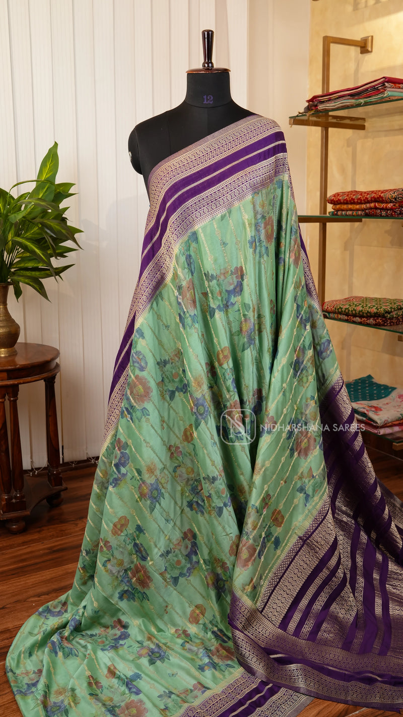 Premium Crepe Silk With Contrast Zari Border