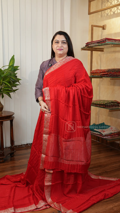 Premium Georgette Saree WIth Satin Patta Concept