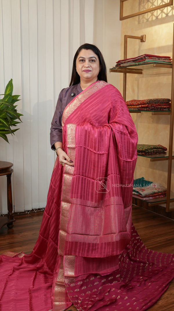 Premium Georgette Saree With Satin Patta Concept