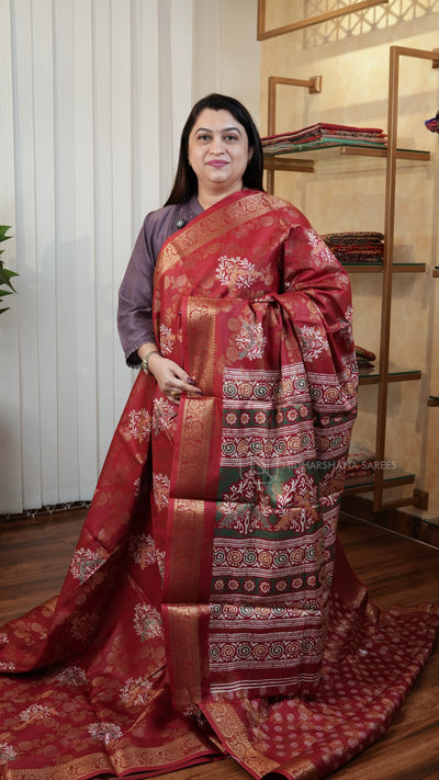 Dola Saree With Criss Cross Woven Zari Concept