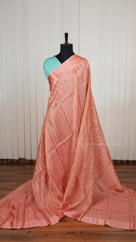 Pure Viscose Crepe Saree With Contrast Satin Zari Border And Elegant Pallu