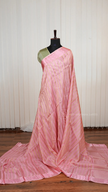 Pure Viscose Crepe Saree With Contrast Satin Zari Border And Elegant Pallu