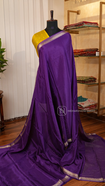 Semi Crepe Silk With Chit Zari Border