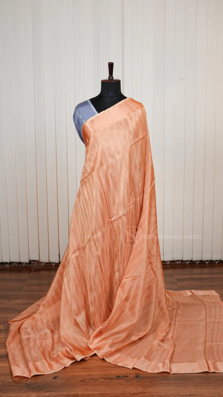 Pure Viscose Crepe Saree With Contrast Satin Zari Border And Elegant Pallu