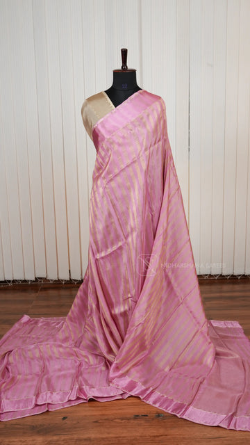 Pure Viscose Crepe Saree With Contrast Satin Zari Border And Elegant Pallu