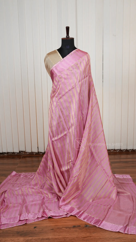 Pure Viscose Crepe Saree With Contrast Satin Zari Border And Elegant Pallu
