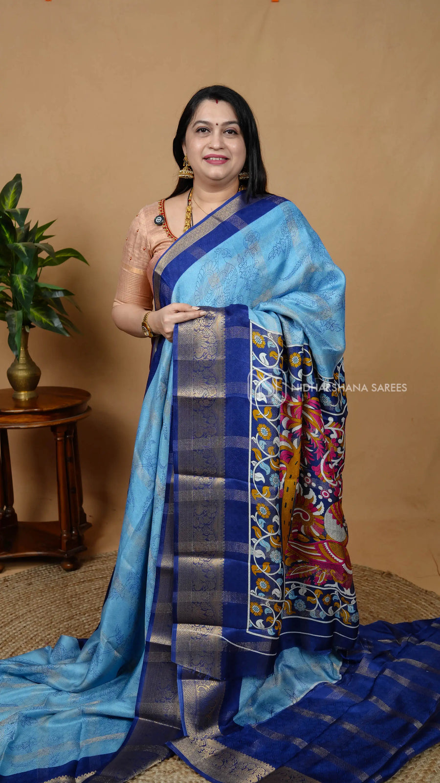 Muslin Georgette With Zari Lines And Floral Digital Print