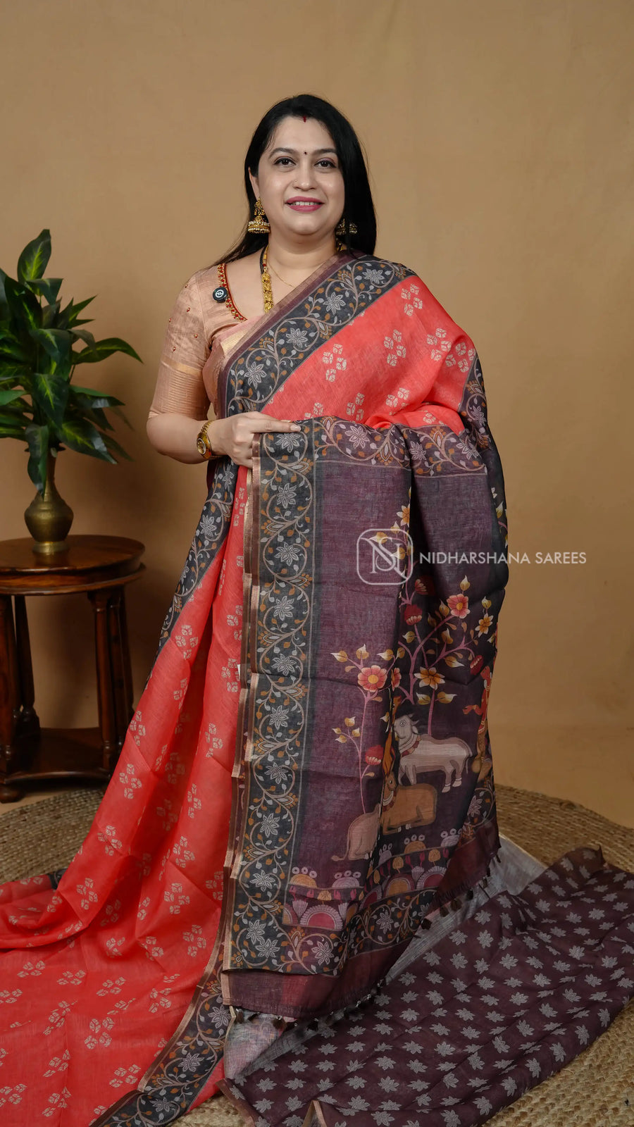 Linen Cotton With Shibori Print And Kalamkari Concept