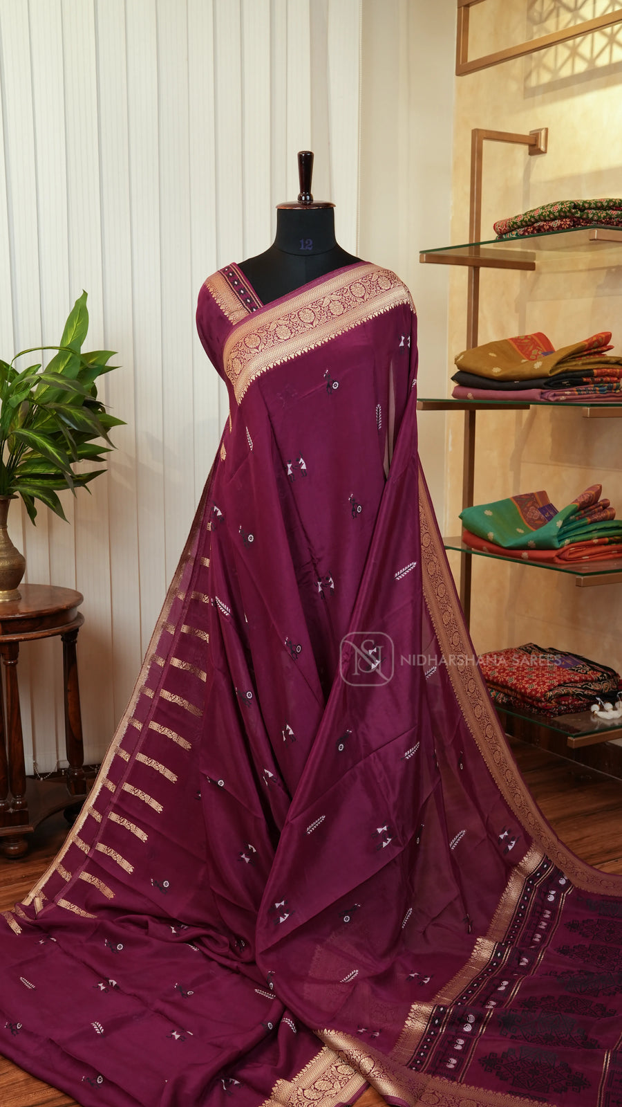 Viscose Silk With Digital Print Butta And Zari Border